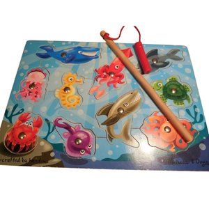Melissa & Doug Magnetic Wooden Fishing Game with Magnetic Pole